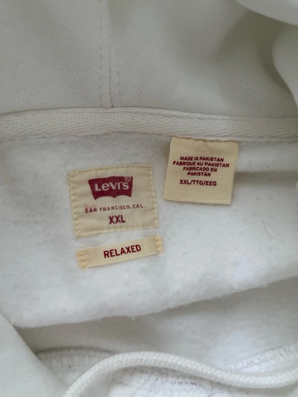 Levi's Men's White Hoodie with Black Logo Crewneck